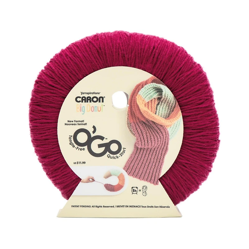 Caron® Big Donut O'Go™ #4 Worsted (Medium) Acrylic Yarn, 9.9oz/280g 533 Yards, Big Donut Caron Yarn