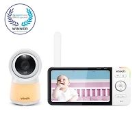 VTech RM5754HD Moniteur vidéo de bébé 1080p intelligent Wi-Fi de 5 po doté d'une caméra HD, d'une veilleuse intégrée et d'une caméra, blanc RM5754HD de VTech