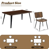 Homy Casas 5 Pieces Faux Suede Chair Dining Set - Faux Walnut