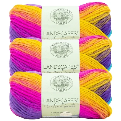 Fil Lion Brand Landscapes® Yarn Promenade Fil moyen/peigné n° 4 d'acrylique, 100g/ 134m, 3-CT