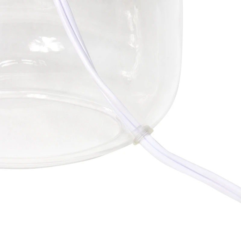 Simple Designs  Glass Table Lamp with Fabric Shade, Clear with Gray Shade