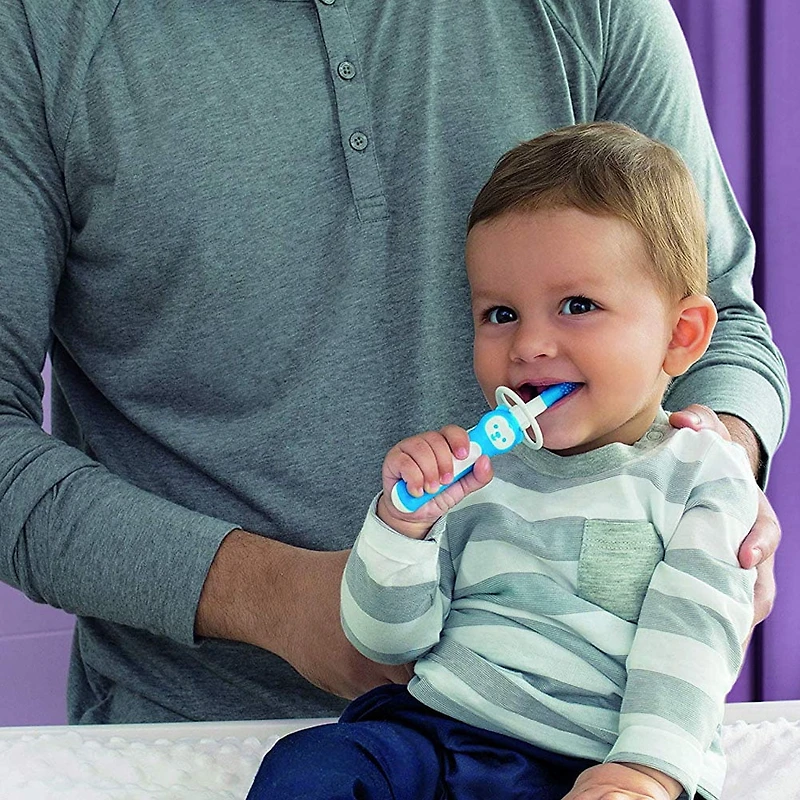 MAM Massaging Toothbrush, Baby Toothbrush and Gum Cleaner and Massager, Boy, 3+ Months, 1-Count