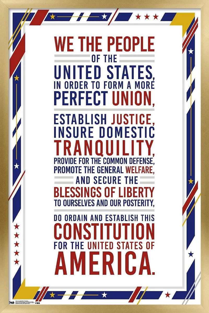 The United States Of America - Constitution Preamble Wall Poster, 22.375" x 34"