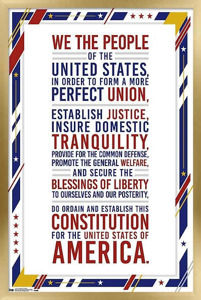 The United States Of America - Constitution Preamble Wall Poster, 22.375" x 34"