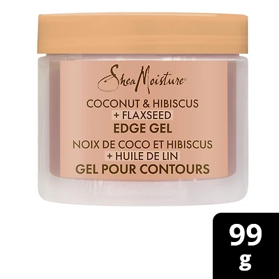 SheaMoisture  Edge Gel Paraben-Free Hair Styling Coconut & Hibiscus + Flaxseed with Coconut Oil, Silk Protein and Neem Oil, 99 g