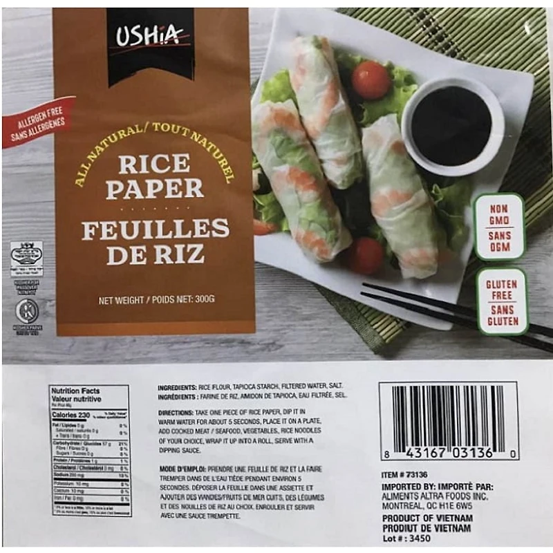 Carré de papier de riz