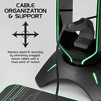 ENHANCE Gaming Headset Stand - LED Headphone Hanger with Mouse Bungee and 2 Port USB Hub