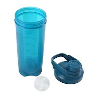 Gourde et shaker Mainstays de 710 ml, bleu, avec couvercle à visser et boule mélangeuse, Plastique