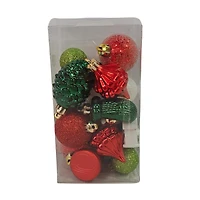 Lot de 20 mini décorations de Noël Holiday Time incassables, Rouge/Émeraude/Vert clair/Blanc