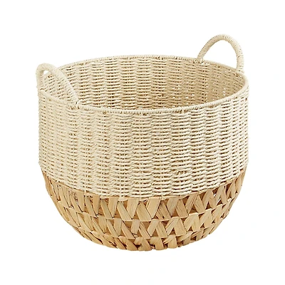 Hometrends Panier rond bicolore en papier et jacinthe d'eau