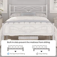 Fullfurnique Metal Platform Bed Frame with Cloud Inspired Design Headboard, Full, White