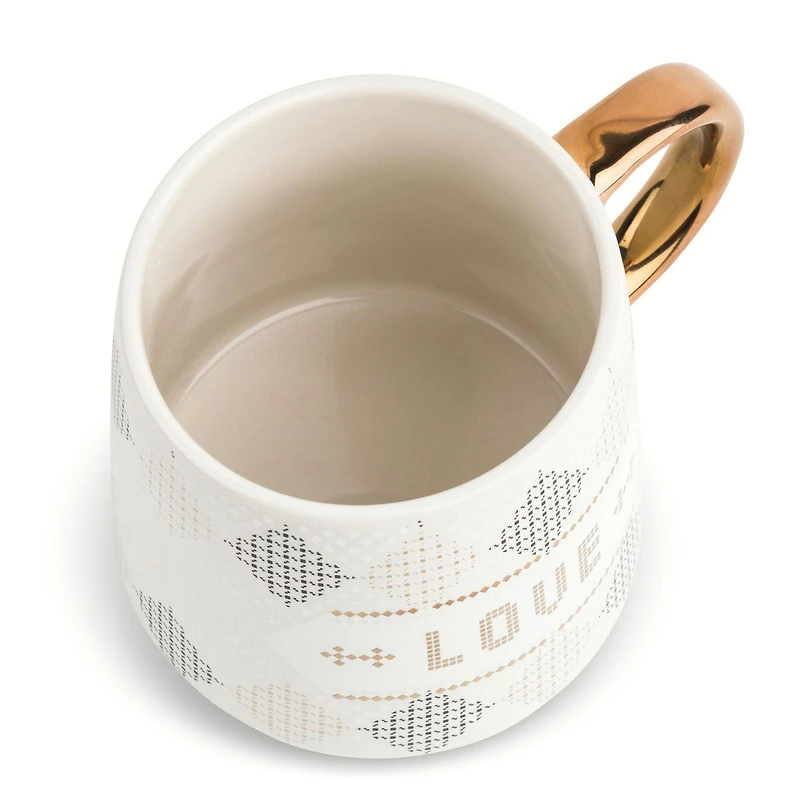 Thyme & Table Stoneware 20 fl oz Love Coffee Mug, White, Mugs