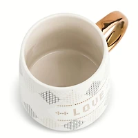 Thyme & Table Stoneware 20 fl oz Love Coffee Mug, White, Mugs