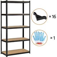 Fullfurnique 71″ Height Adjustable 5 Tier Steel Storage Shelves, Black