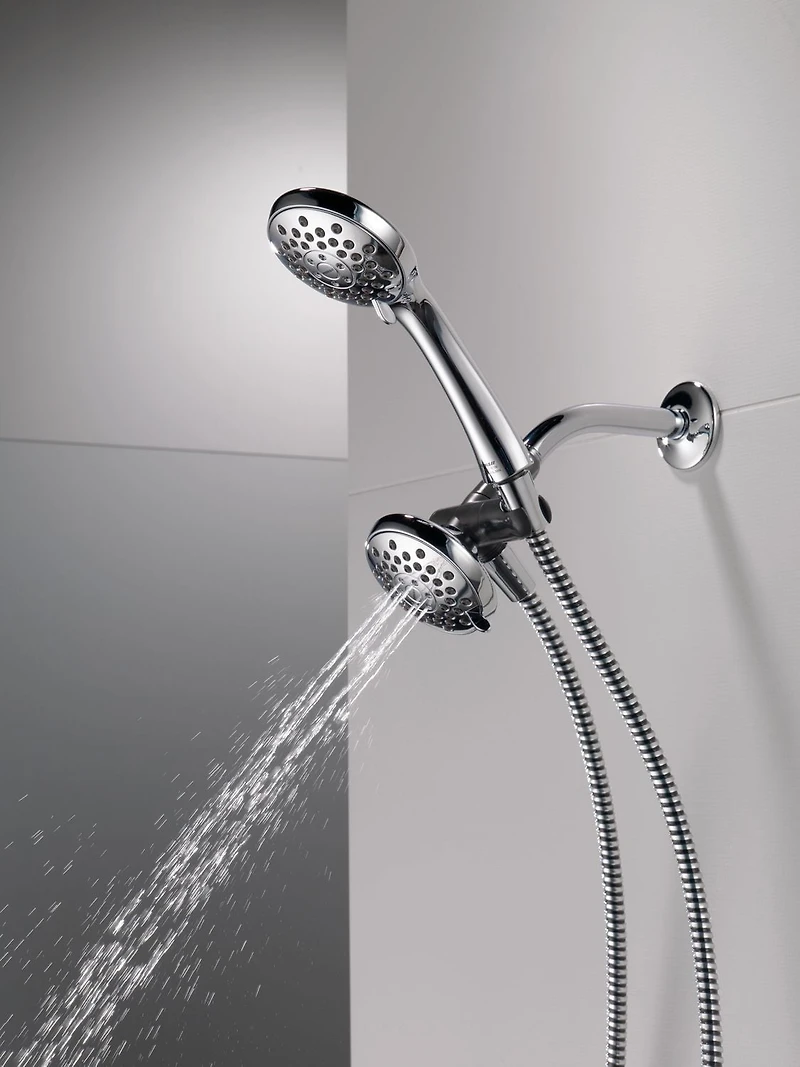 Ensemble combiné de douchette et pomme de douche 3.75 po à 3-réglages en Chrome Ensemble combiné de douchette et pomme de douche 3.75 po à 3-réglages en Chrome