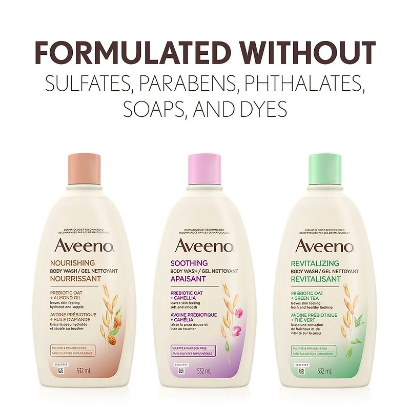 Aveeno Nourishing Almond Oil Body Wash with Prebiotic Oat, for Moisturized, Supple Skin