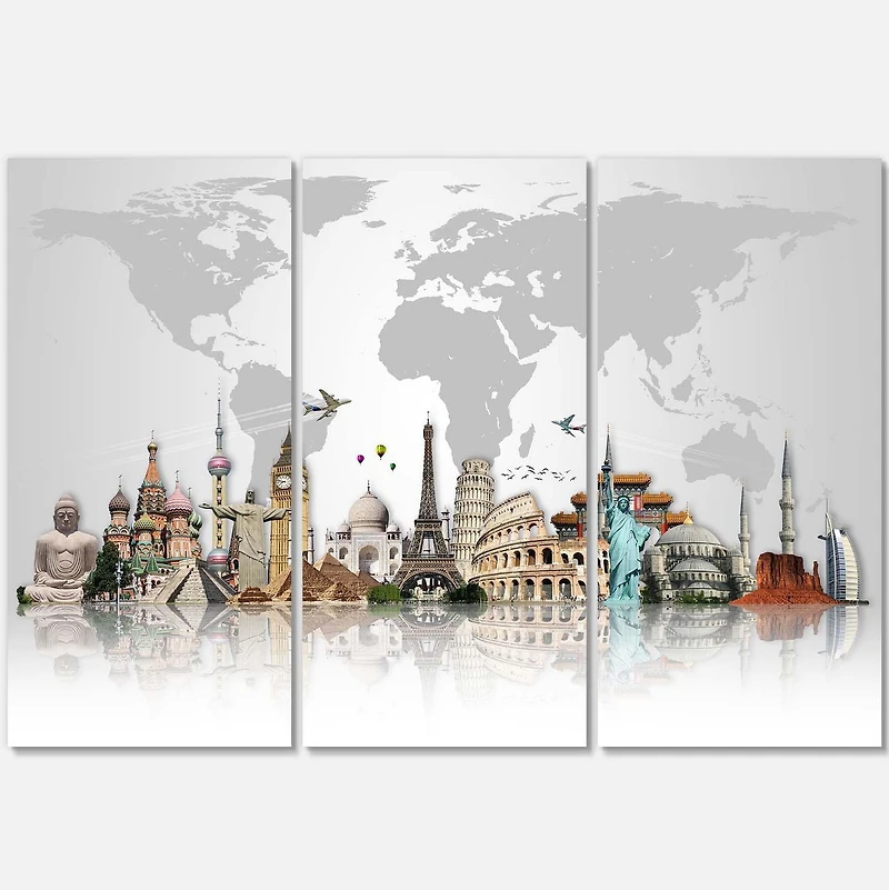 Designart Famous Monuments Across World Canvas Wall Art