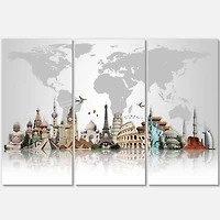 Designart Famous Monuments Across World Canvas Wall Art