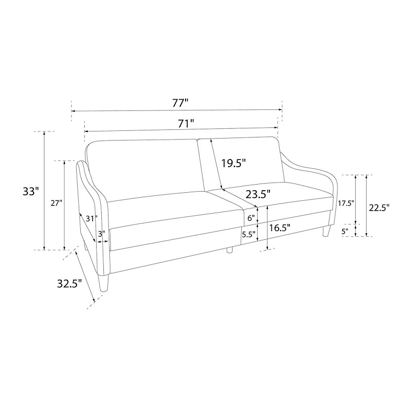 Futon Jasper avec matelas à ressorts