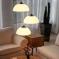 Novogratz x Globe Electric Tribeca 3-Light Cascading Metal Pendant Light, Chrome Accents, White Shades, 61094