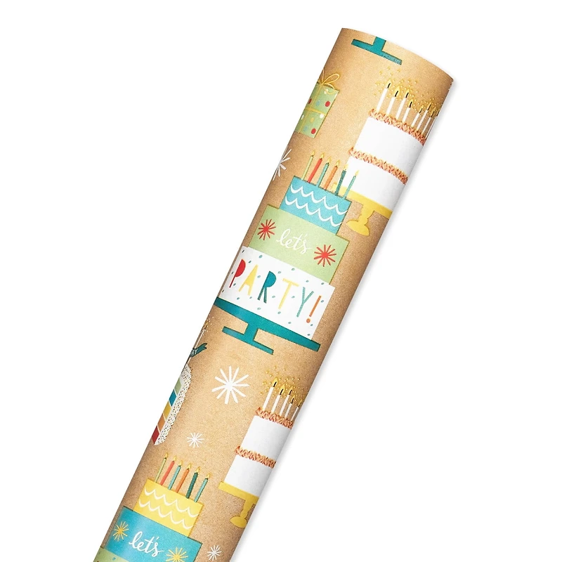 American Greetings - Papier d'emballage réversible pour les fêtes et toutes les occasions, les gâteaux d'anniversaire et les cadeaux (1 rouleau, 30 po x 70 pi)