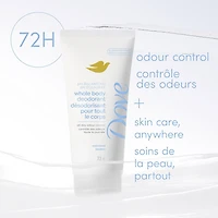 Dove Whole Body Deodorant Cream Aluminum Free, PH Balancing Hypoallergenic Unscented, 73 mL