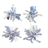 Nœuds bouclés Sassy Santa bleu, blanc et argent, ensemble de 4 mcx par Holiday Time