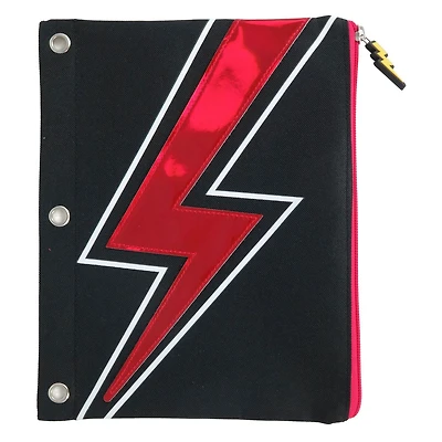 Pen + Gear Pochette à fermeture éclair en polyester avec motif éclair, noir/rouge, 7,75 po x 9,75 po.