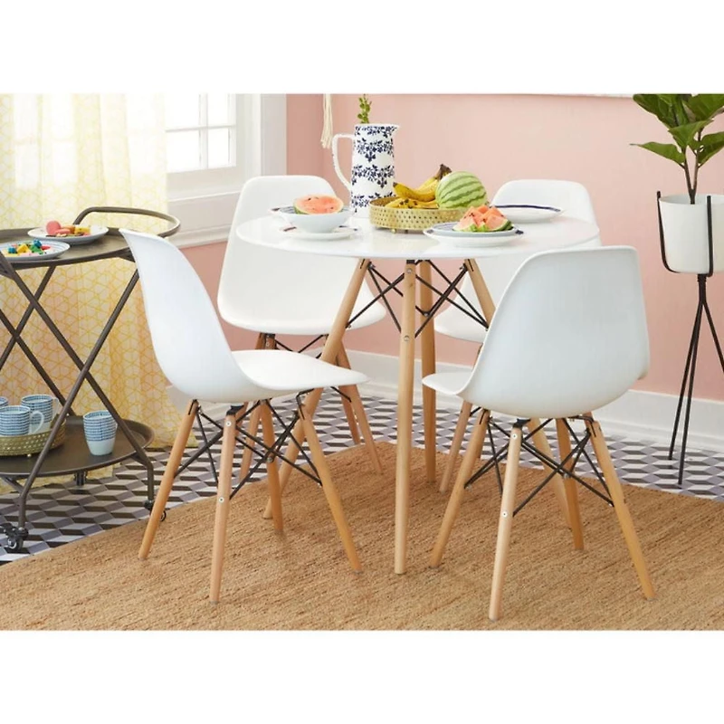 Heavenly Collection White Wood Chair SET OF 4 For Dining and Room Area