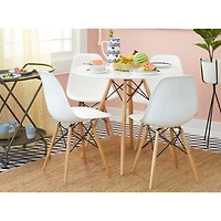 Heavenly Collection White Wood Chair SET OF 4 For Dining and Room Area