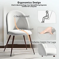 Homy Casa Set of 2 Modern Office Chair Pair, Beige Fabric Upholstered Curved Back