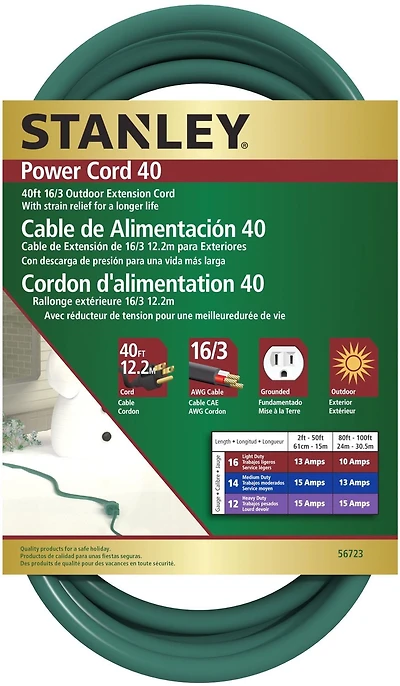 Stanley Cordon d'Alimentation 40 Vert Cordon d'alimentation 40 Vert