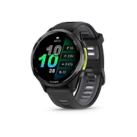 Montre intelligent GPS Garmin Forerunner® 970 - Titane DLC gris carbone avec boîtier noir et bracelet blanc translucide