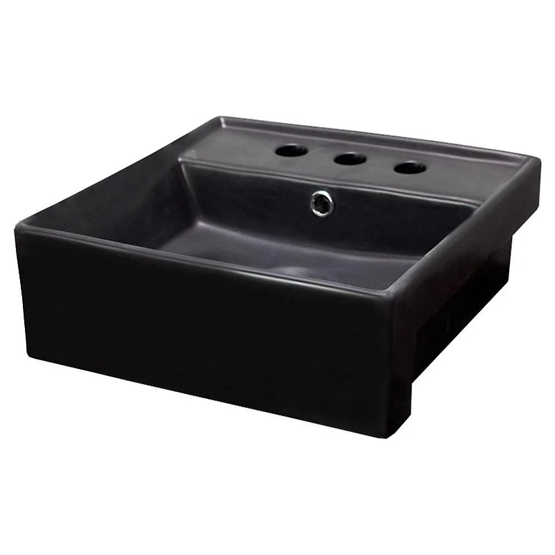American Imaginations 16.14-in. W Semi-Recessed Black Bathroom Vessel Sink For 3H8-in. Center Drilling AI-28357