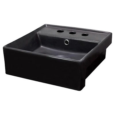 American Imaginations 16.14-in. W Semi-Recessed Black Bathroom Vessel Sink For 3H8-in. Center Drilling AI-28357