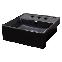 American Imaginations 16.14-in. W Semi-Recessed Black Bathroom Vessel Sink For 3H8-in. Center Drilling AI-28357