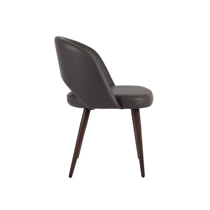 Executive Wood Dining Chair with Gray Leather Upholstery (Set of 4)