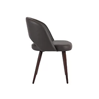 Executive Wood Dining Chair with Gray Leather Upholstery (Set of 4)