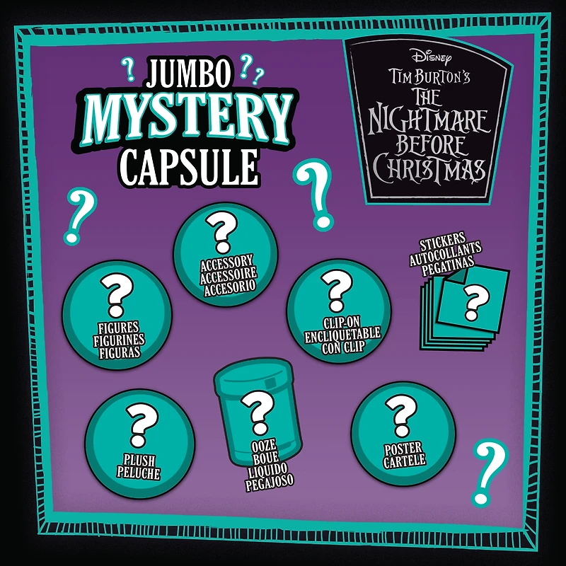 Disney Tim Burton's The Nightmare Before Christmas Jumbo Mystery Capsule, 10 Surprises, Ages 3+