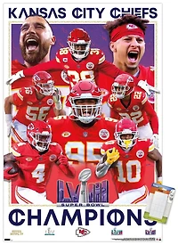 NFL Kansas City Chiefs - Super Bowl LVIII Champions Wall Poster, 14.725" x 22.375" Framed