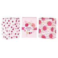 Paquet de 3 grands sacs-cadeaux de 11 po – Hallmark (« Happy Mother's Day », pois roses, fleurs roses)