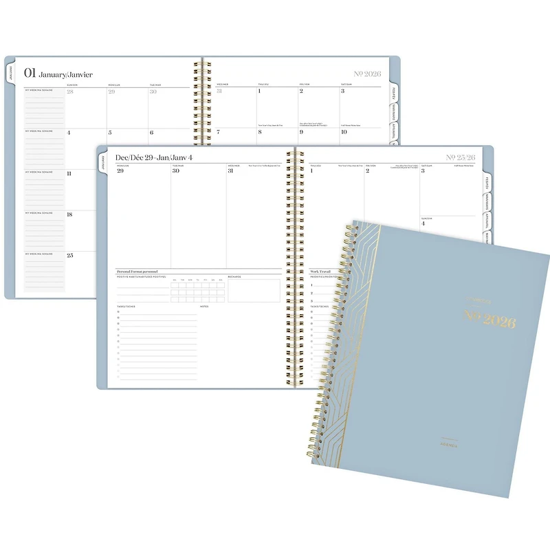 Agenda hebdomadaire Cambridge Workstyle Balance Aqua 2026, grand format Agenda