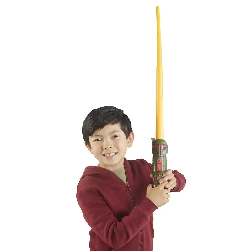Star Wars Lightsaber Squad, Sabre laser Boba Fett à lame jaune extensible, jouet de déguisement, dès 4 ans