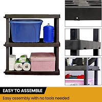 Hyper Tough Plastic Shelf Garage Storage Shelves Heavy Duty Shelving Unit Storage Rack 3-Tier 38"H x 18"D x 36"W Black-450 lbs
