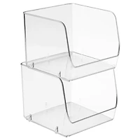 iDesign Linus Clear Medium BPA-Free Stacking Organizer Bin for Kitchen, Pantry, Office, Bathroom, 6" x 6.25" x 5.25"