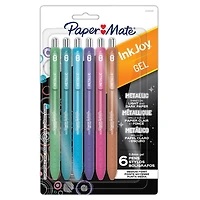 Paper Mate InkJoy Gel Pens, Metallic Pens, Retractable, Medium Point (0.8 mm), Assorted Colours, 6 Count, InkJoy