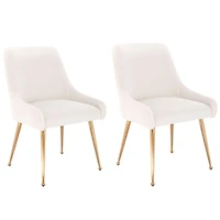 Henry III Dining Chair Set of 2 – Elegant Velvet Dining Accent Chairs with Comfortable Upholstery, Gold Legs, and Stylish Handle Detail on the Back