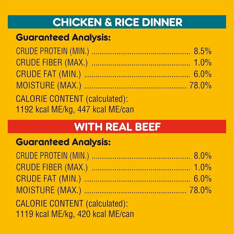 PEDIGREE Chopped Chicken and Rice & Beef Adult Wet Dog Food, 24x375g