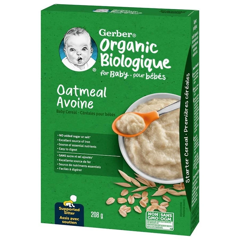 GERBER Biologique Céréales pour Bébé Gruau 208 g 208g