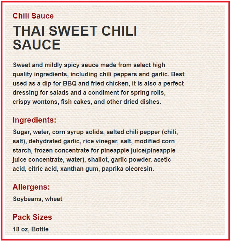 LEE KUM KEE - SAUCE Thaïlandaise Douce au Piment